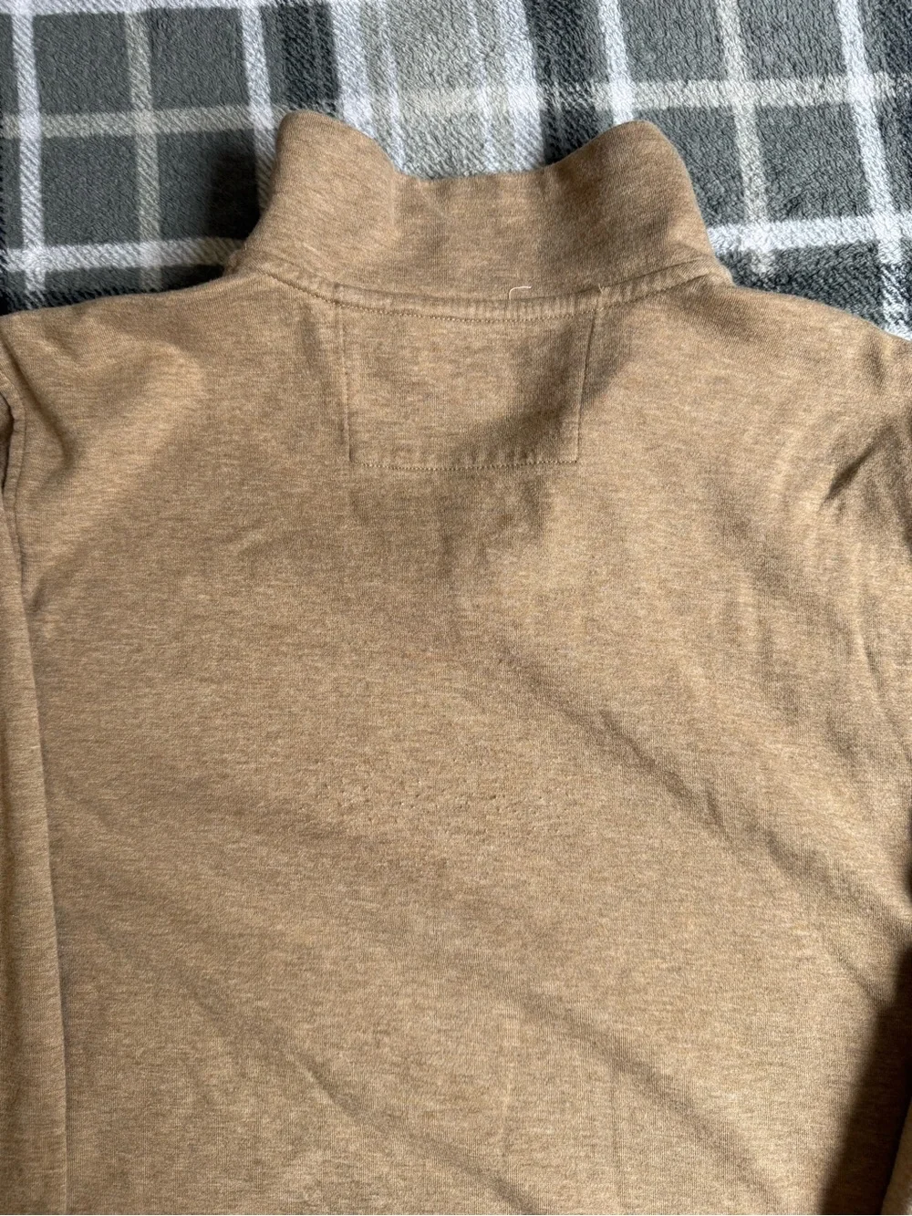 Banana Republic Mens 1/4 Zip Pullover Tan Khaki Mock Neck Cotton Sweater Size L